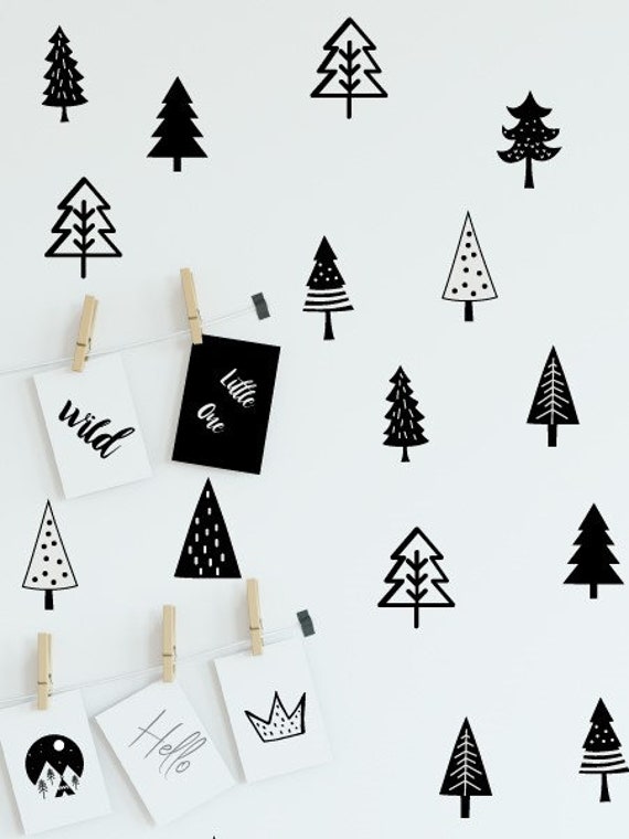 Décalcomanes de Mur d'arbre, Décalcomanies d'enfants, Forêt, d'arbre Pin, Autocollants Décor Pépiniè