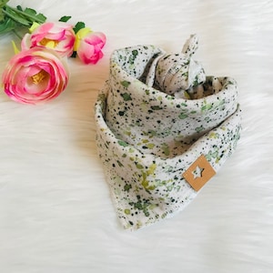 Muslin scarf children, 45 x 45 cm or 50 x 50 cm, color speckle green (also with name)