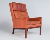 Mid Century Armchair by Kai Lyngfeldt Larsen Leather Rosewood, Danish 1950 s Vintage Furniture