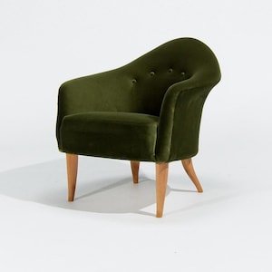 Little Adam Chair by Kerstin Horlin-Holmquist in Green Velvet, Swedish 1950’s Mid Century Armchair