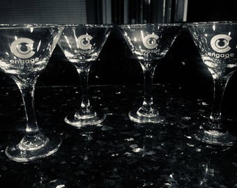 Custom Etched Martini Glass, Sandblasted Glass, Personalized Glasses