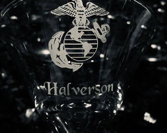 Custom Etched Martini Glass, Sandblasted Glass, Personalized Glasses