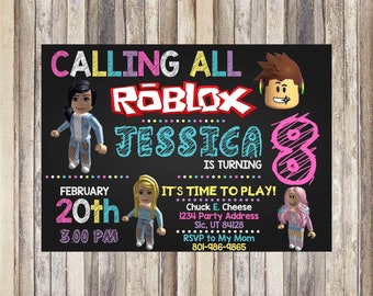 Printed Invitation Etsy - girl roblox birthday invitation roblox party roblox birthday invitation roblox girl invitation roblox supplies printed invitation pdf