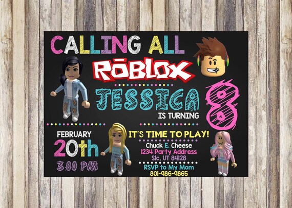 Girl Roblox Birthday Invitation Roblox Party Roblox Birthday Etsy - 