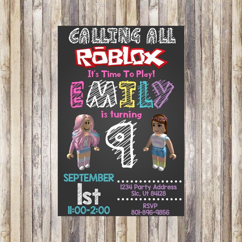 Printed Roblox Girl Invitation Roblox Girl Invite Roblox Invitation Roblox Birthday Party Girl Roblox Theme Printed Invitation Digital - 