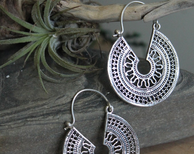 Brass Tribal Earring , Hoop EarringBoho Earring , Tribal Earring , Gypsy Earring