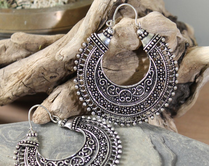 Brass Tribal Earring , Hoop EarringBoho Earring , Tribal Earring , Gypsy Earring