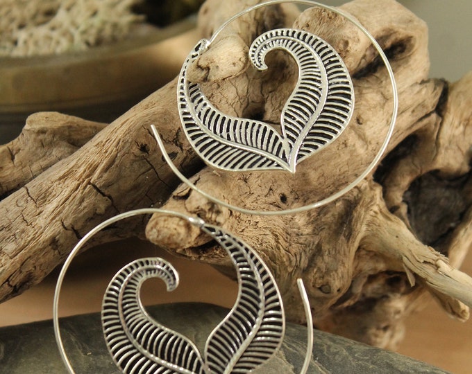Brass Spiral Earring , Tribal EarringBoho Earring , Tribal Earring , Gypsy Earring