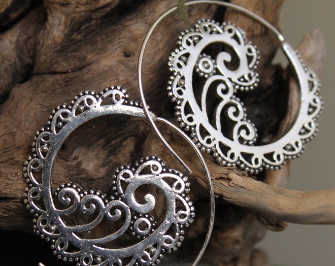 Brass Spiral Earring , Tribal EarringBoho Earring , Tribal Earring , Gypsy Earring