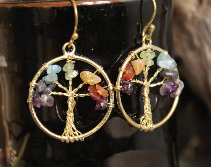 Brass tree of life earring , Boho Earring , Tribal Earring , Gypsy Earring