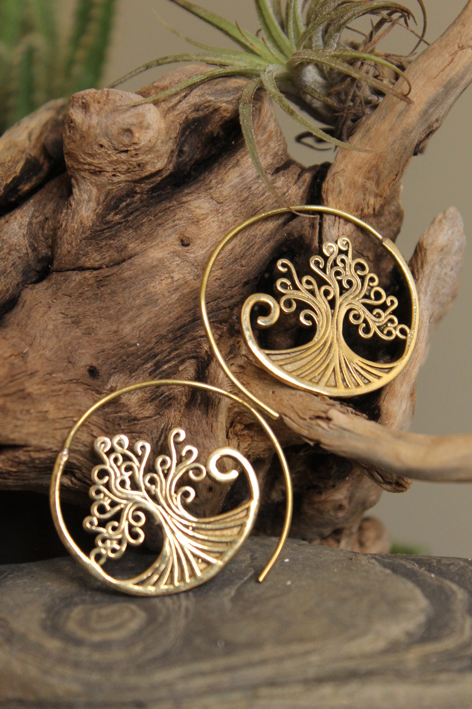 Brass tree of life earring , Boho Earring , Tribal Earring , Gypsy Earring