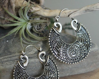 Brass Tribal Earring , Hoop EarringBoho Earring , Tribal Earring , Gypsy Earring