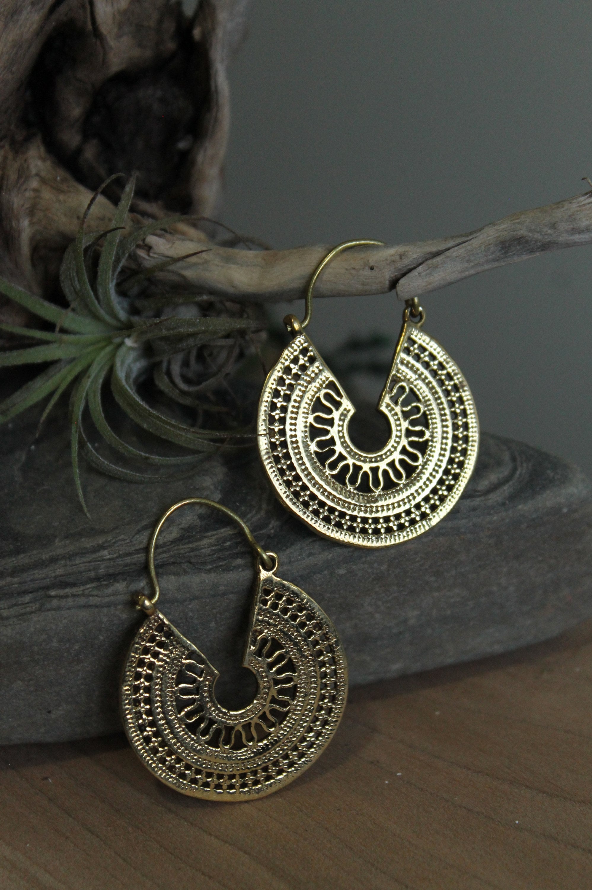 Brass Tribal Earring , Hoop EarringBoho Earring , Tribal Earring