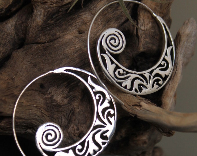 Brass Spiral Earring , Tribal EarringBoho Earring , Tribal Earring , Gypsy Earring