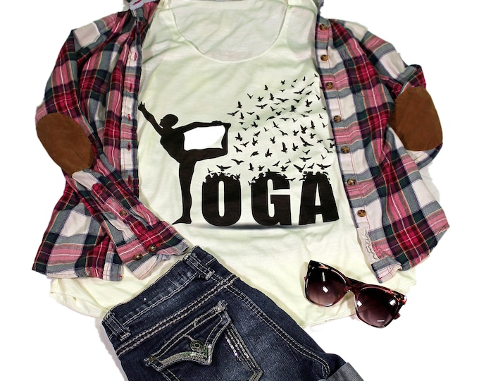 Yoga  top for women - Yoga  Exercise - White Top -Meditation Top - Yin yang