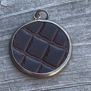 Brown Leather Pendant + Sterling Silver Leather Charm