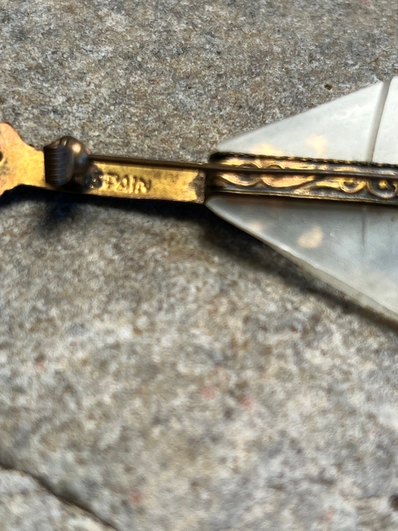 Vintage Balalaika Pin - Stamped Spain Brooch - Mu… - image 3