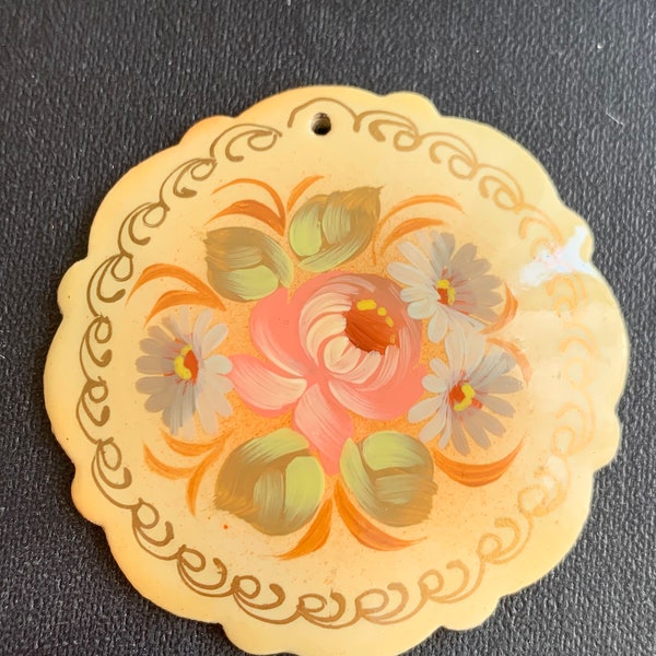 Hand Painted Wooden Flower Pendant