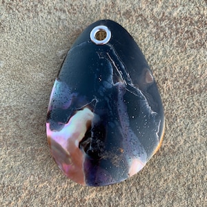 Mother of Pearl Shell Teardrop Pendant Sterling Silver
