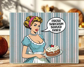 Sarcasm Retro Kitchen Glass Cutting Board, Vintage Decor for Home Cooks, Funny Gift for Bakers, Cooking Enthusiasts, Kitchen Gifts