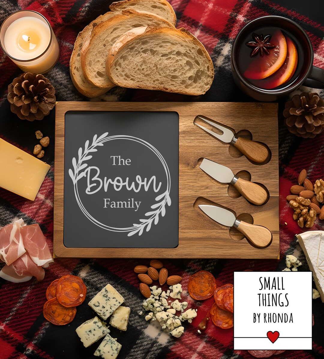 Personalized Acacia Wood Charcuterie Board, Engraved Slate Serving ...