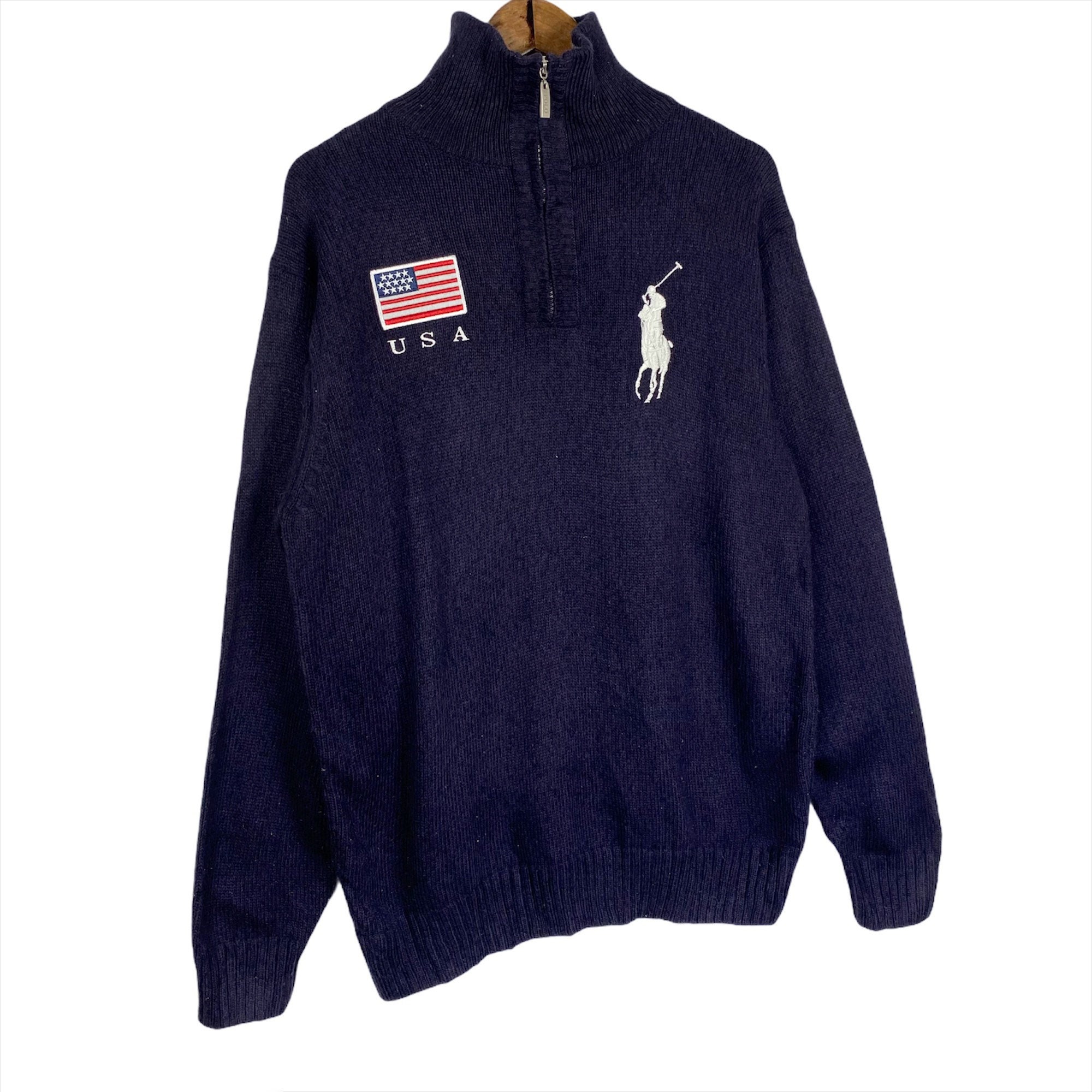 Vintage Polo Ralph Lauren Big Pony Quater Zip Knitwear Sweater