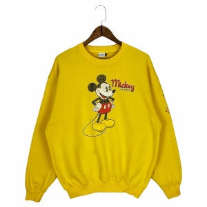 Vintage Disney Mickey Mouse The Original Sweatshirt Crewneck Yellow Pullover Jumper Size L