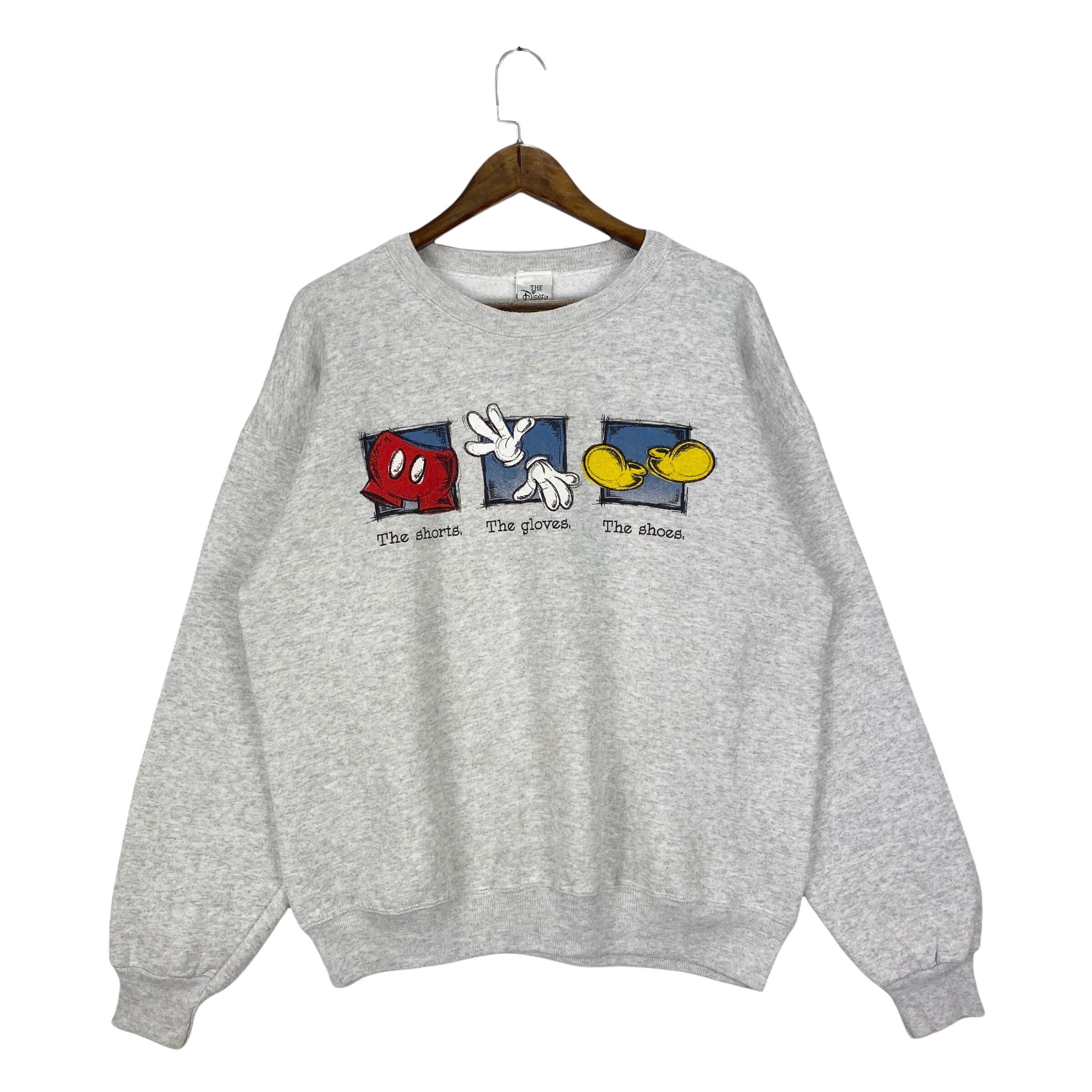 Vintage 90s the Mickey Mouse Sweatshirt Crewneck Grey Made in USA 