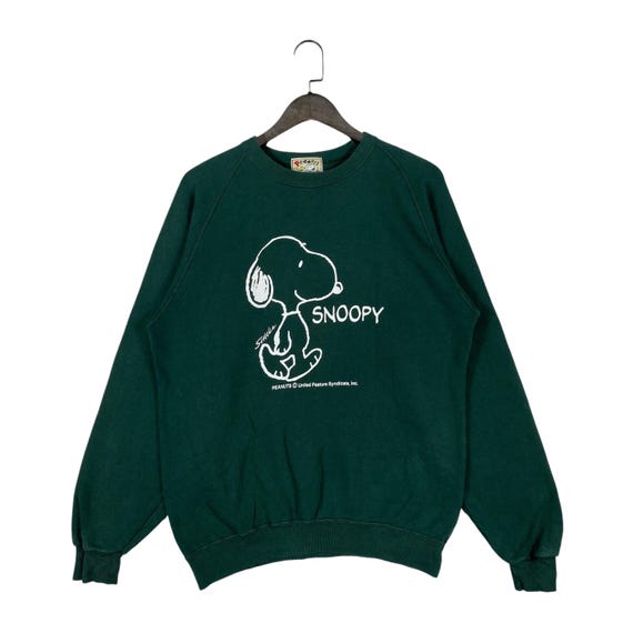 Vintage 90s Peanuts Snoopy Sweatshirt Crewneck Green Made in Japan