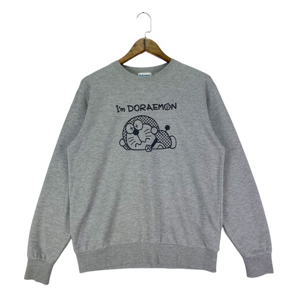 Vintage I'm Doraemon - Sweat-shirt ras du cou gris avec gros logo pour Slae au Japon uniquement Pull-over taille L