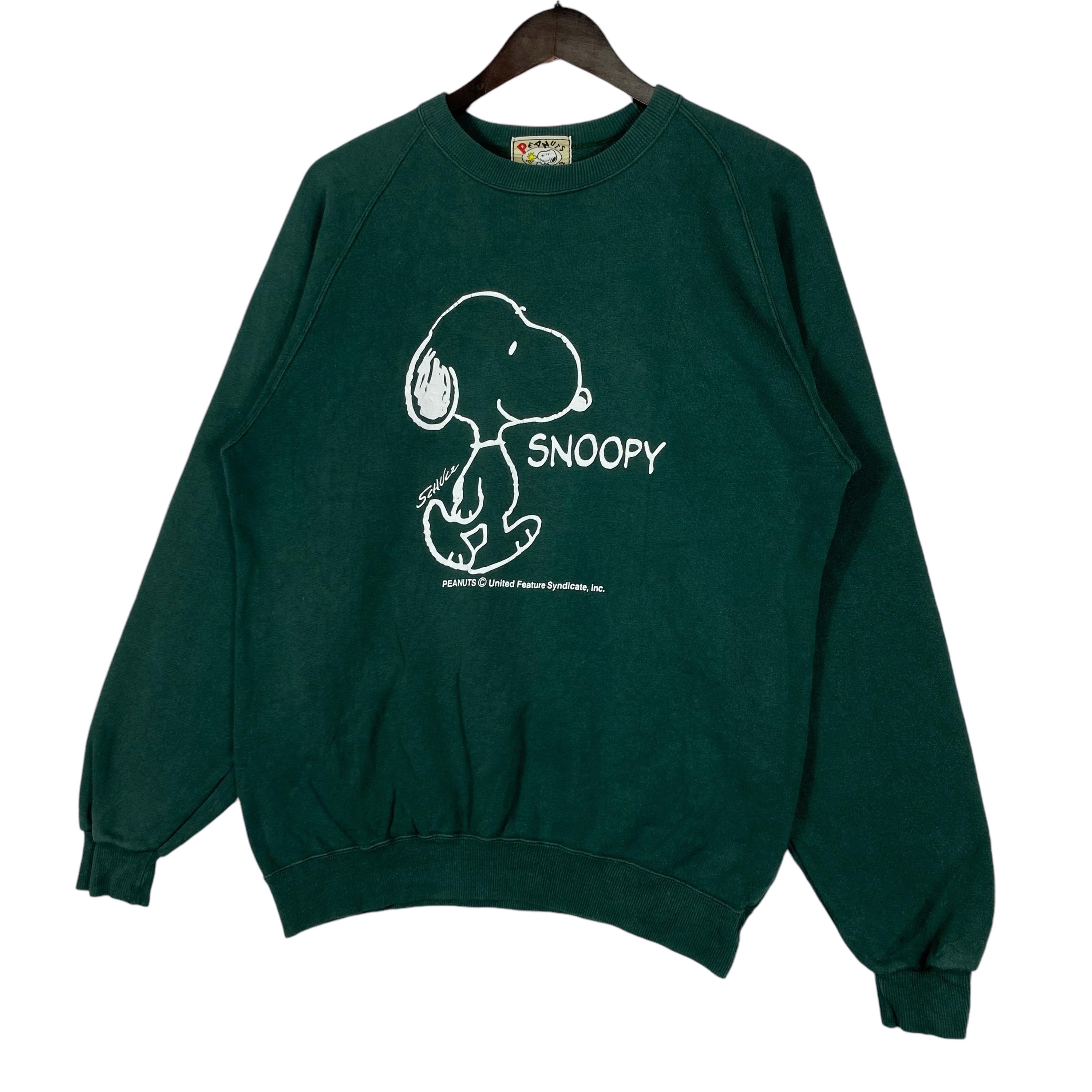 90s スヌーピー　スウェット　カーディガン　ターコイズ　ヴィンテージ USA製 90s JERZEES ワンポイント 刺繍 前開き スウェット