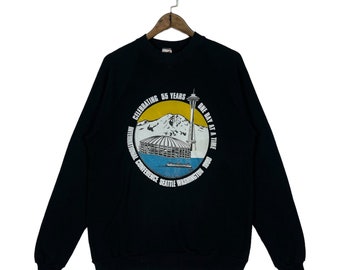 Vintage International Conference Seattle Sweatshirt Crewneck Black Big Logo Pullover Jumper Size XL