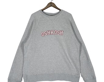 Vintage Osh Kosh Sweatshirt Crewneck Grey Big Logo Pullover Jumper Size L