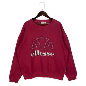 Vintage 90s Ellesse Sweatshirt Crewneck Big Logo Embroidery Spellout Pullover Jumper Size M