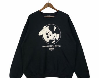 Vintage Neff X Disney Mickey Mouse Crewneck Sweatshirt Black Made In Honduras Pullover Jumper Size L