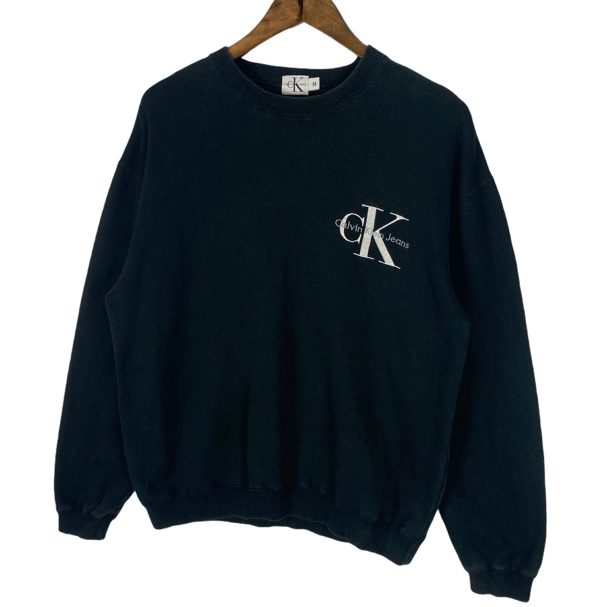2000'S Calvin Klein logo sweatshirt, men's size XL equivalent. cotton black type Vintage Second Hand