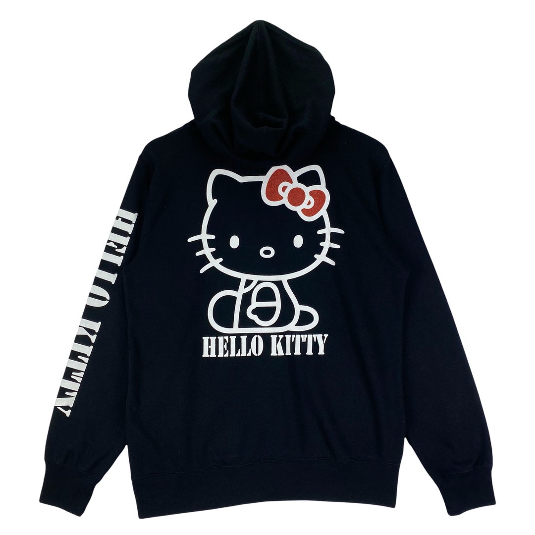 Vintage Hello Kitty Zip up Hoodie Sweater Black Big Logo - Etsy
