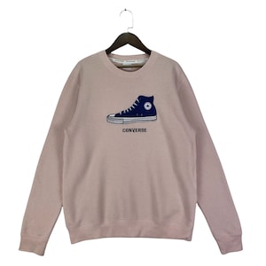 Vintage Converse Sweatshirt Crewneck Big Logo Pink Pastel Pullover Jumper Size L
