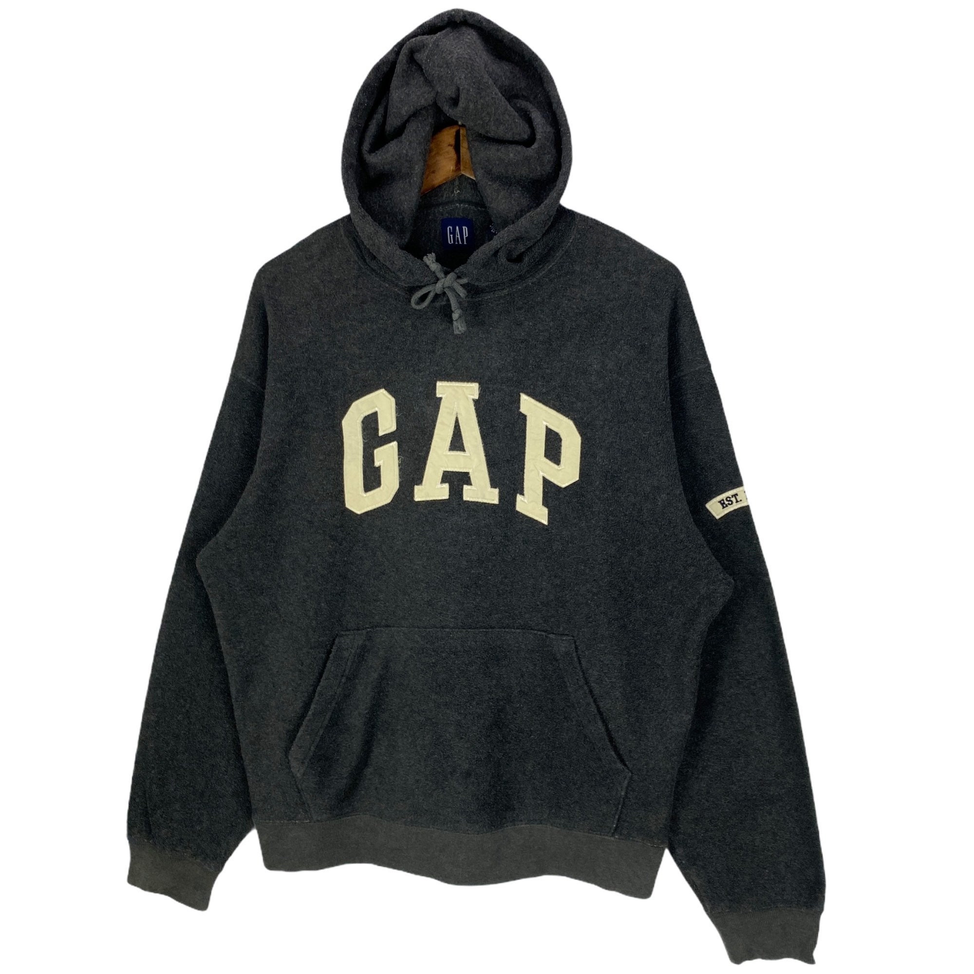 90s old gap　スウェット　gray made in USA Vintage 1990s GAP Kids Embroidered Fleece Hoodie / 90s