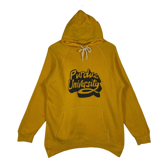 Vintage 60 70s Purdue University Hoodie Sweater Yellow Made in USA Pullover Jumper Size M Etsy