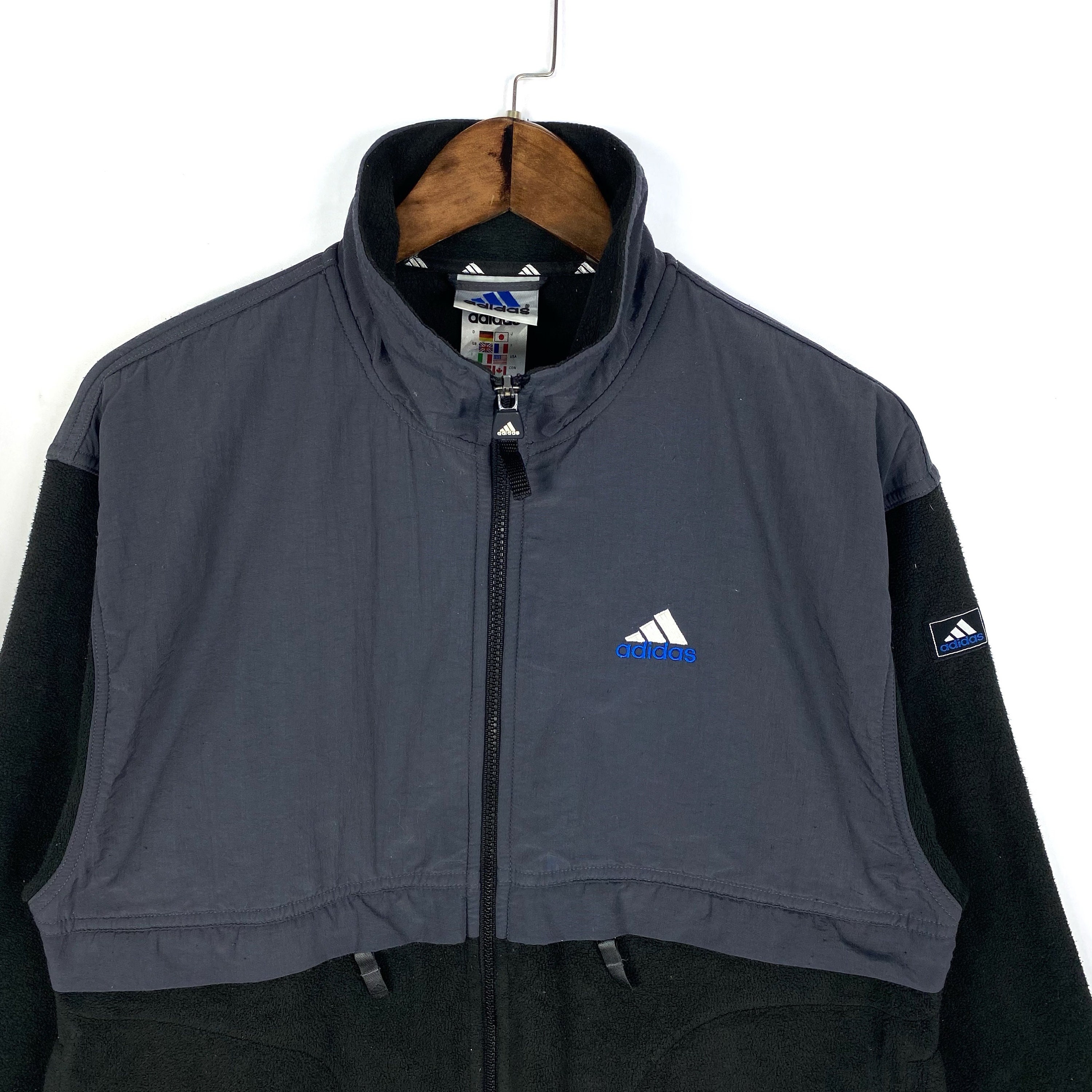 90s adidas ブラック プルオーバー　M adidas（アディダス） 90s フリース ハーフジップ プルオーバー