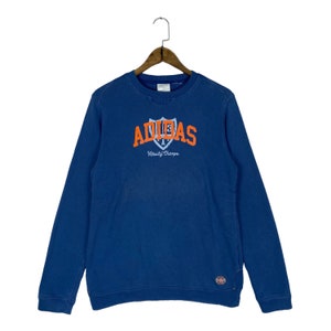 Vintage Adidas Sweatshirt Crewneck Big Logo Blue Pullover Jumper Size M