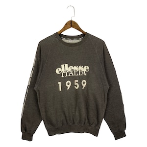 Vintage 90s Ellesse Italia Sweatshirt Crewneck Big Logo Brown Stonewash Pullover Jumper Size M