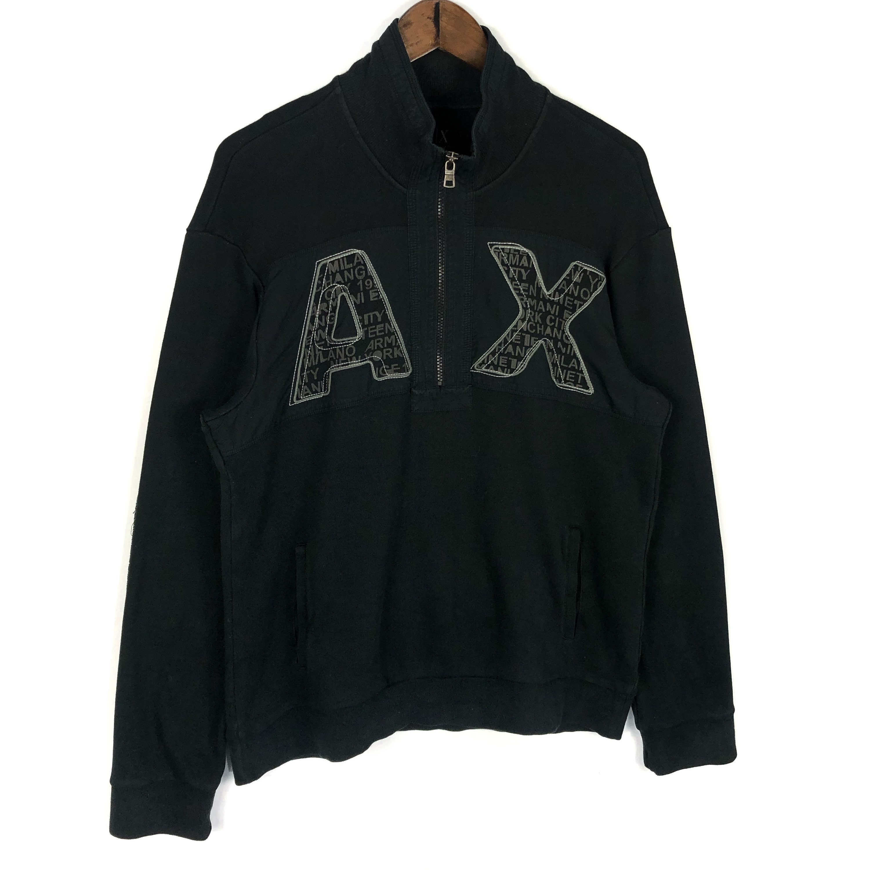 armani exchange archive knit zip パーカー 刺繍 - メルカリ