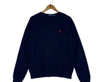 Vintage Polo Ralph Lauren Crewneck sudadera azul marino hecho en Vietnam Jersey Jumper Tamaño S