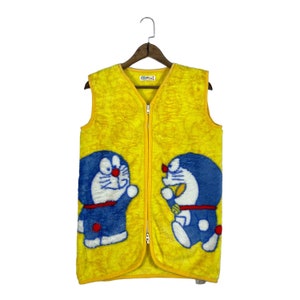 Vintage Doraemon Full Zip Fleece Vest Mid Lenght Bandai Pullover Jumper Taglia M