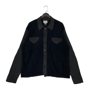Vintage Armani Exchange Fleece Blend Collar Button Shirt Knit Sleeve Made In Hong Kong Black Pullover Jumper Size L