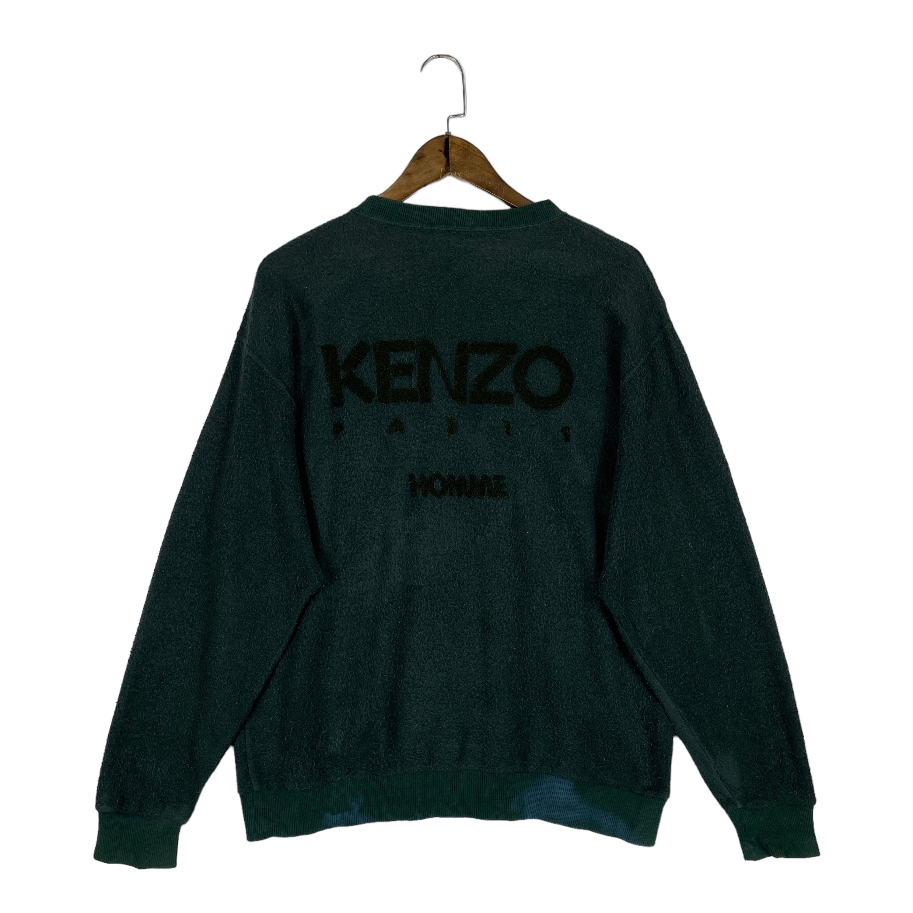 Sudadera con cuello redondo vintage Kenzo Paris para hombre color verde con gran logo y texto escrito a mano fabricada en Japon talla M Etsy Espana