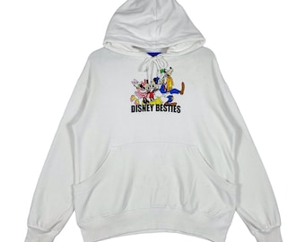Sudadera con capucha vintage de Tokyo Disney Resort Disney Bestie, hecha en Japón, color blanco, talla S.