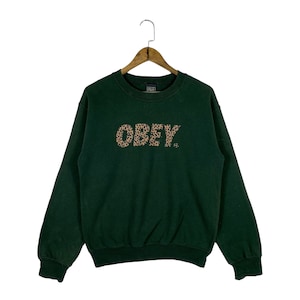 Vintage Obey Sweatshirt Crewneck Grün Made In Mexico Pullover Pullover Jumper Größe S